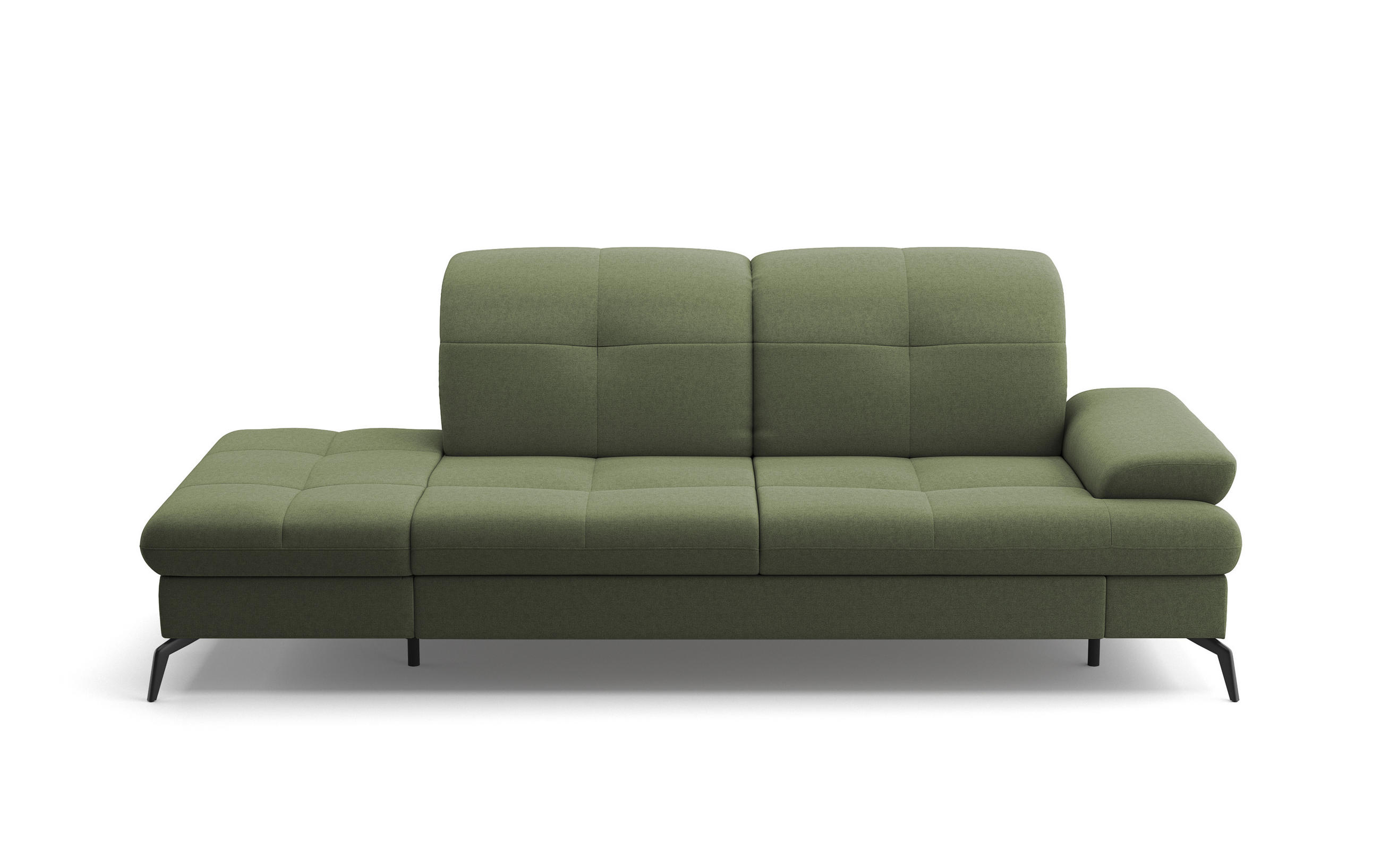 RÉCAMIERE in Flachgewebe Olivgrün  - Schwarz/Olivgrün, Konventionell, Textil/Metall (231/90/122cm) - Sit & More