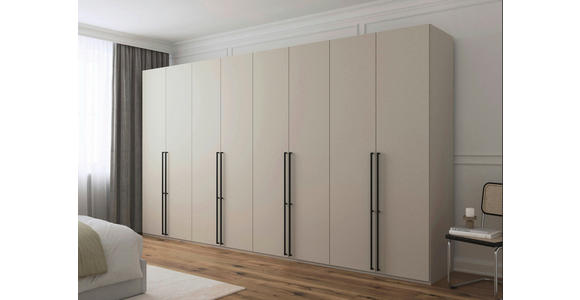 DREHTÜRENSCHRANK 400/223/61 cm,  in Champagner, 8-türig  - Champagner/Schwarz, Basics, Holzwerkstoff/Metall (400/223/61cm) - Novel