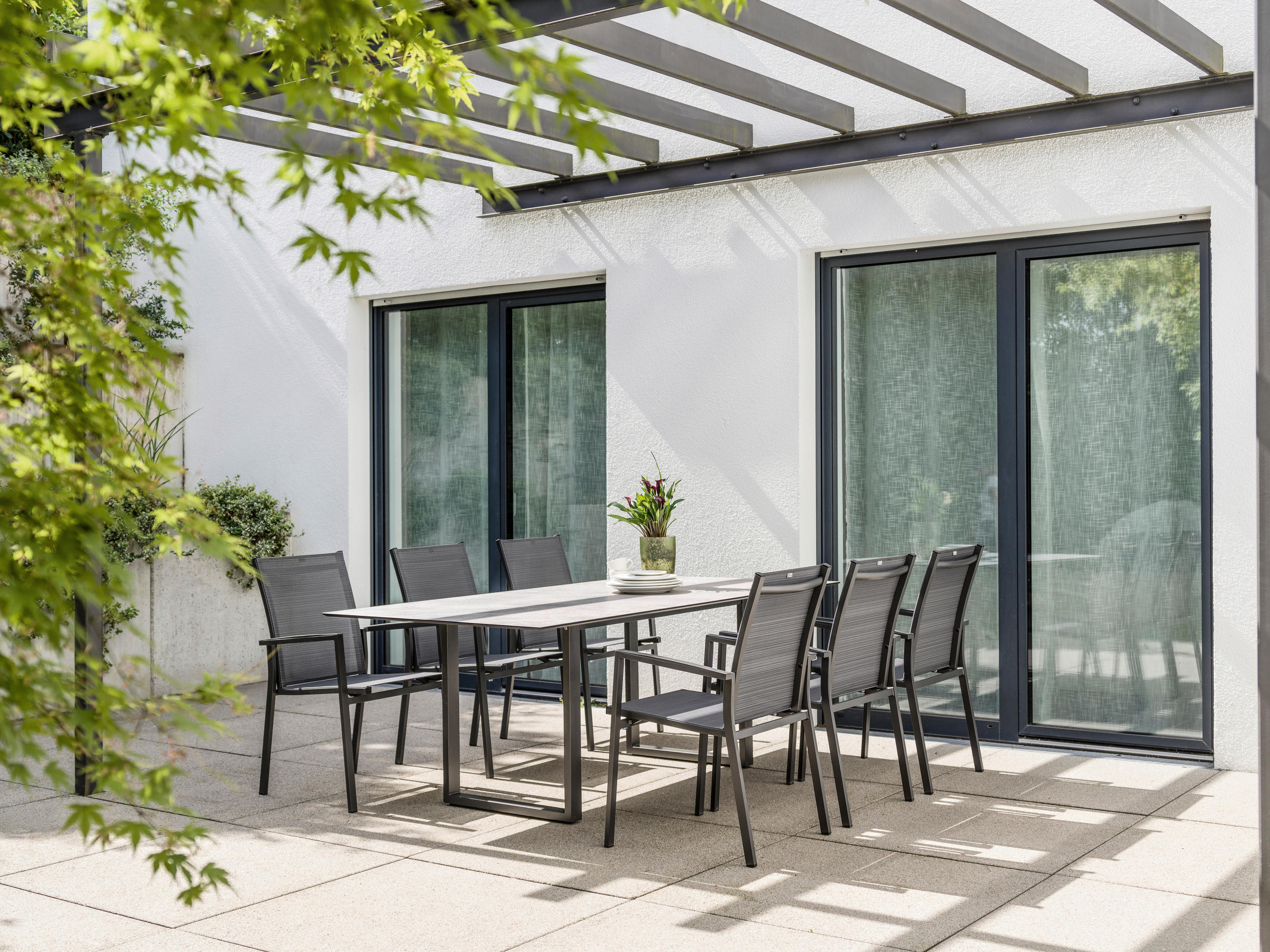 STAPELSESSEL Aluminium Anthrazit  - Anthrazit, Basics, Textil/Metall (57,5/92/63cm) - Stern