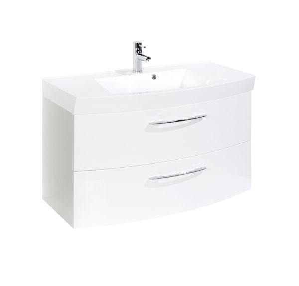WASCHTISCHKOMBI 100 cm  - Chromfarben/Weiß, KONVENTIONELL, Holzwerkstoff/Stein (100cm) - Xora