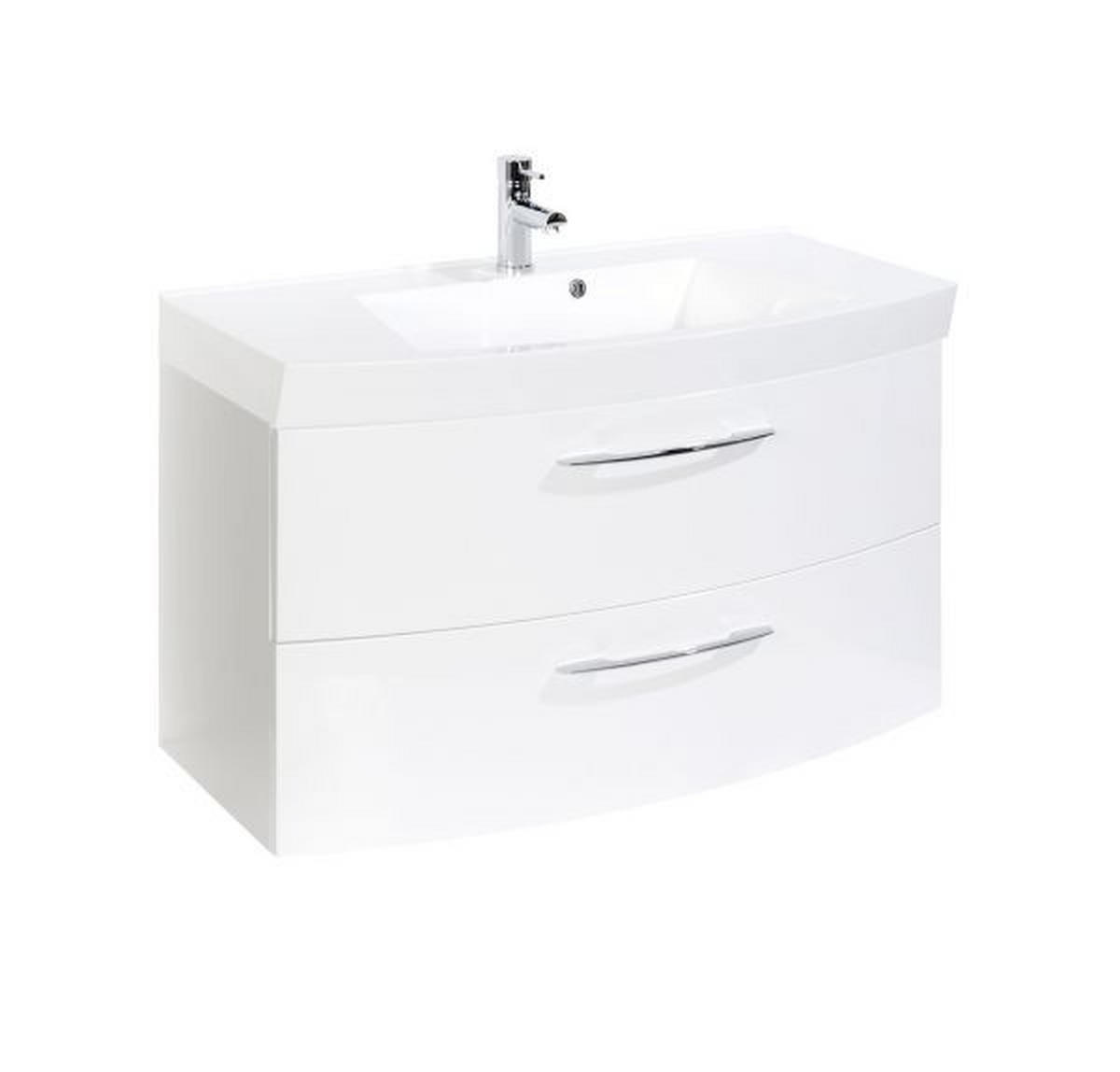 WASCHTISCHKOMBI 100 cm  - Chromfarben/Weiß, KONVENTIONELL, Holzwerkstoff/Stein (100cm) - Xora