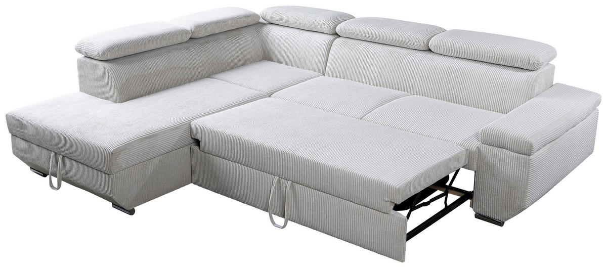 ECKSOFA LARS I Creme Cord  - Chromfarben/Creme, Design, Kunststoff/Textil (215/264cm) - Livetastic