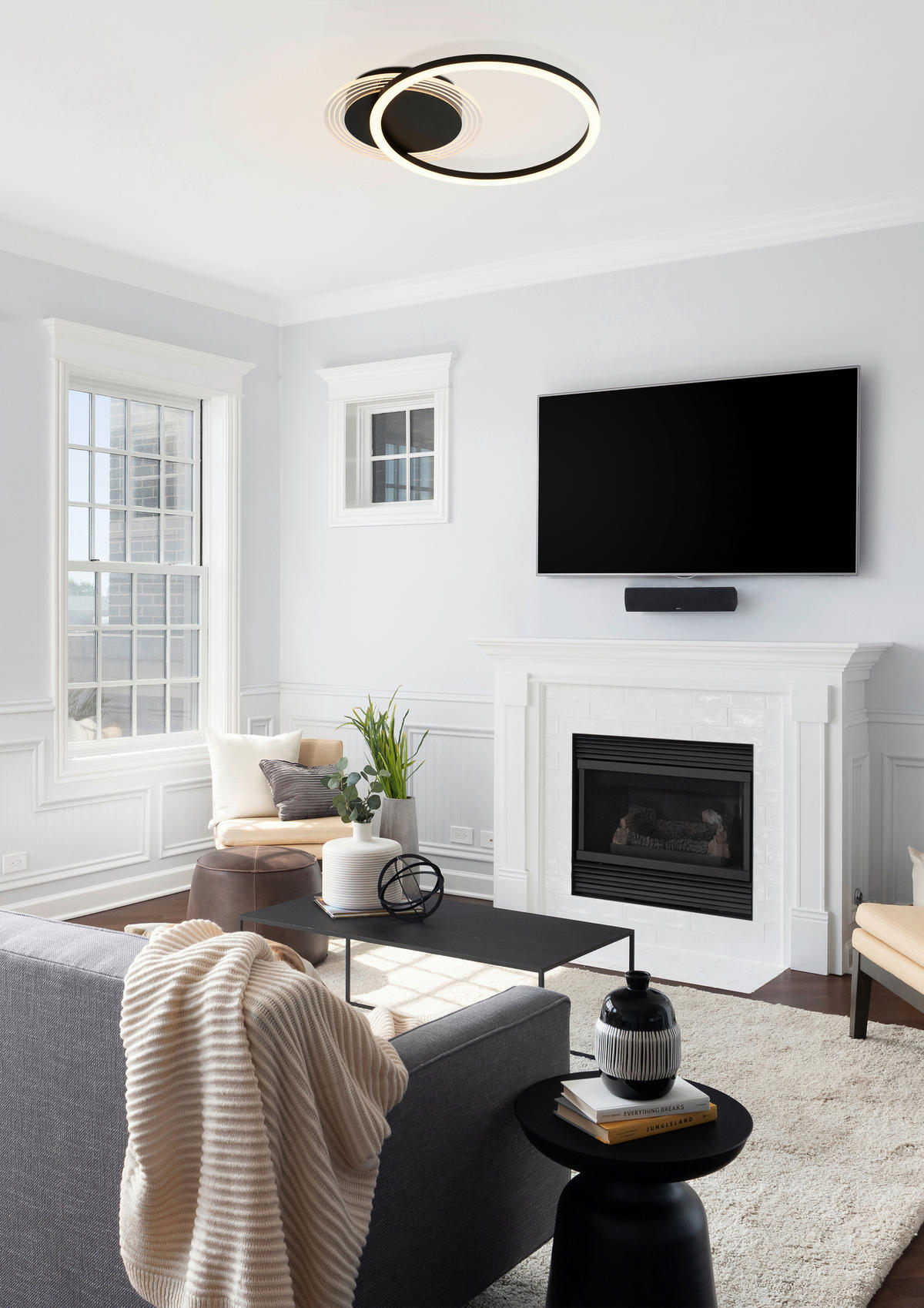 DECKENLEUCHTE Contour 33/40/5,5 cm  - Schwarz, Design, Kunststoff/Metall (33/40/5,5cm)