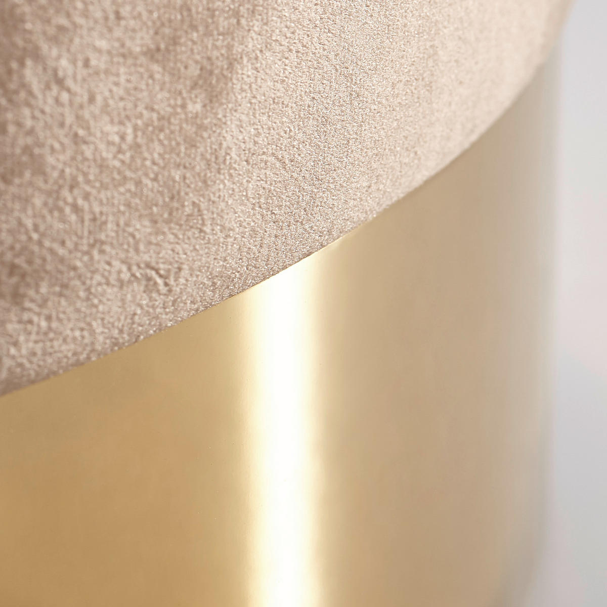 HOCKER Samt Goldfarben, Hellbraun  - Hellbraun/Goldfarben, LIFESTYLE, Textil/Metall (55/55/35cm) - Ambia Home