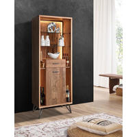 VITRINE  in massiv Akazie Akaziefarben - Schwarz/Akaziefarben, MODERN, Holz/Metall (72/195/40cm) - Livetastic