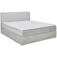 BOXSPRINGBETT 180/200 cm,  in Hellgrau, Matratze, Topper, H4 = sehr fest  - Hellgrau/Schwarz, KONVENTIONELL, Holz/Textil (180/200cm) - Boxxx