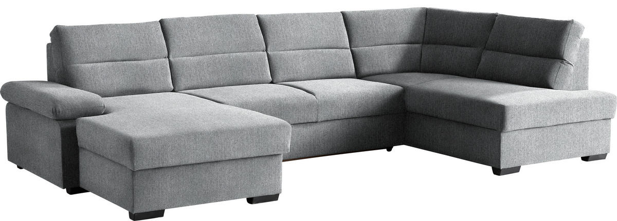 WOHNLANDSCHAFT in Webstoff Grau  - Dunkelbraun/Grau, Konventionell, Kunststoff/Textil (166/319/183cm) - Cantus