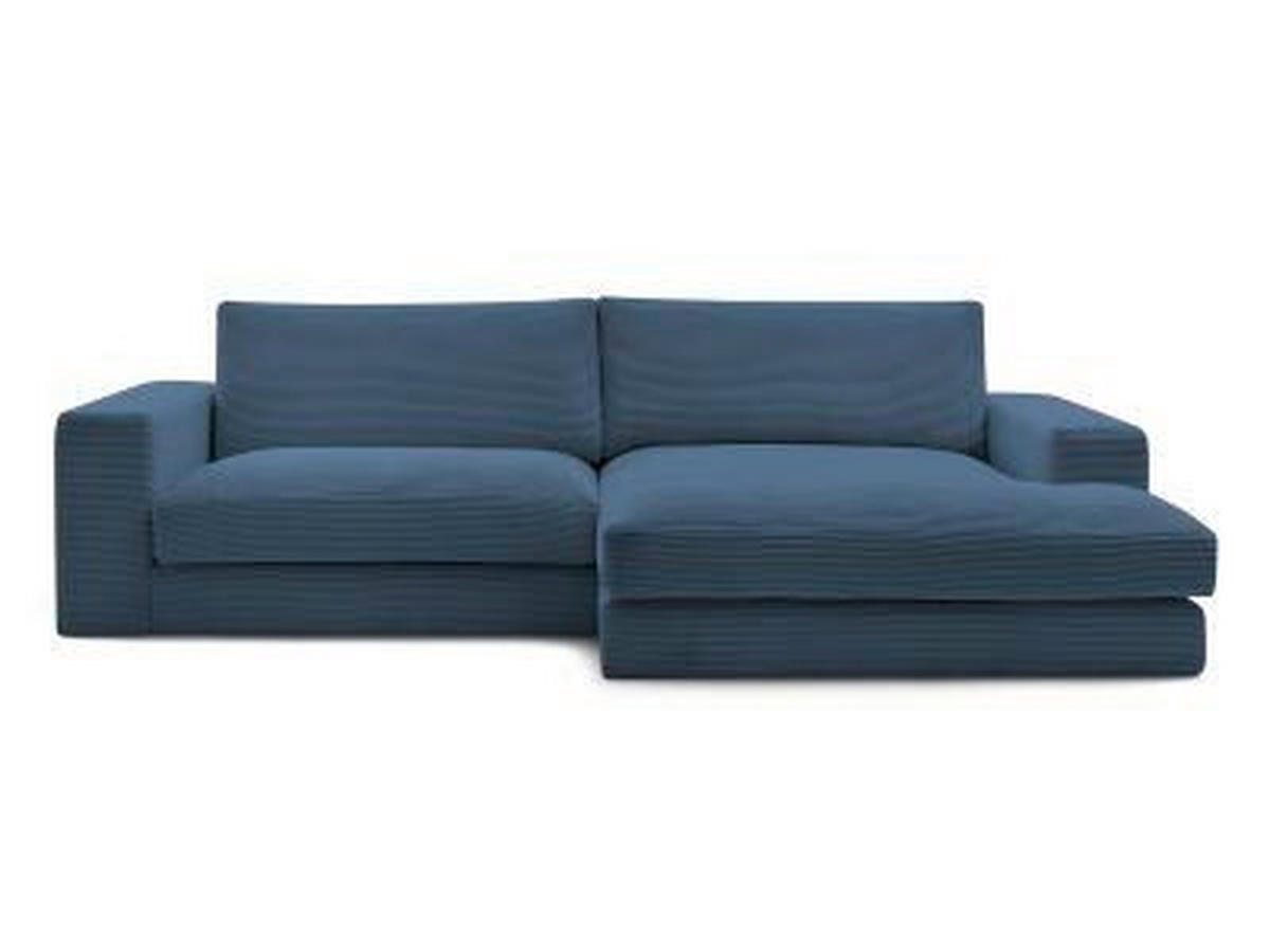 ECKSOFA  LEONARD Dunkelblau Cord  - Schwarz/Dunkelblau, MODERN, Kunststoff/Textil (274/159cm)