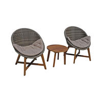 BALKONSET Schwarz, Taupe, Akaziefarben, Hellgrau 5-teilig  - Taupe/Hellgrau, Basics, Holz/Kunststoff (65/81/69cm) - Gardenson