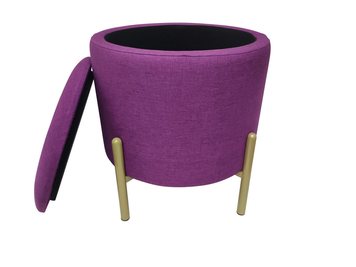 TABURET, textil, 36/40/36 cm - barvy zlata/bobulová, Design, kov/textil (36/40/36cm) - Echtwerk
