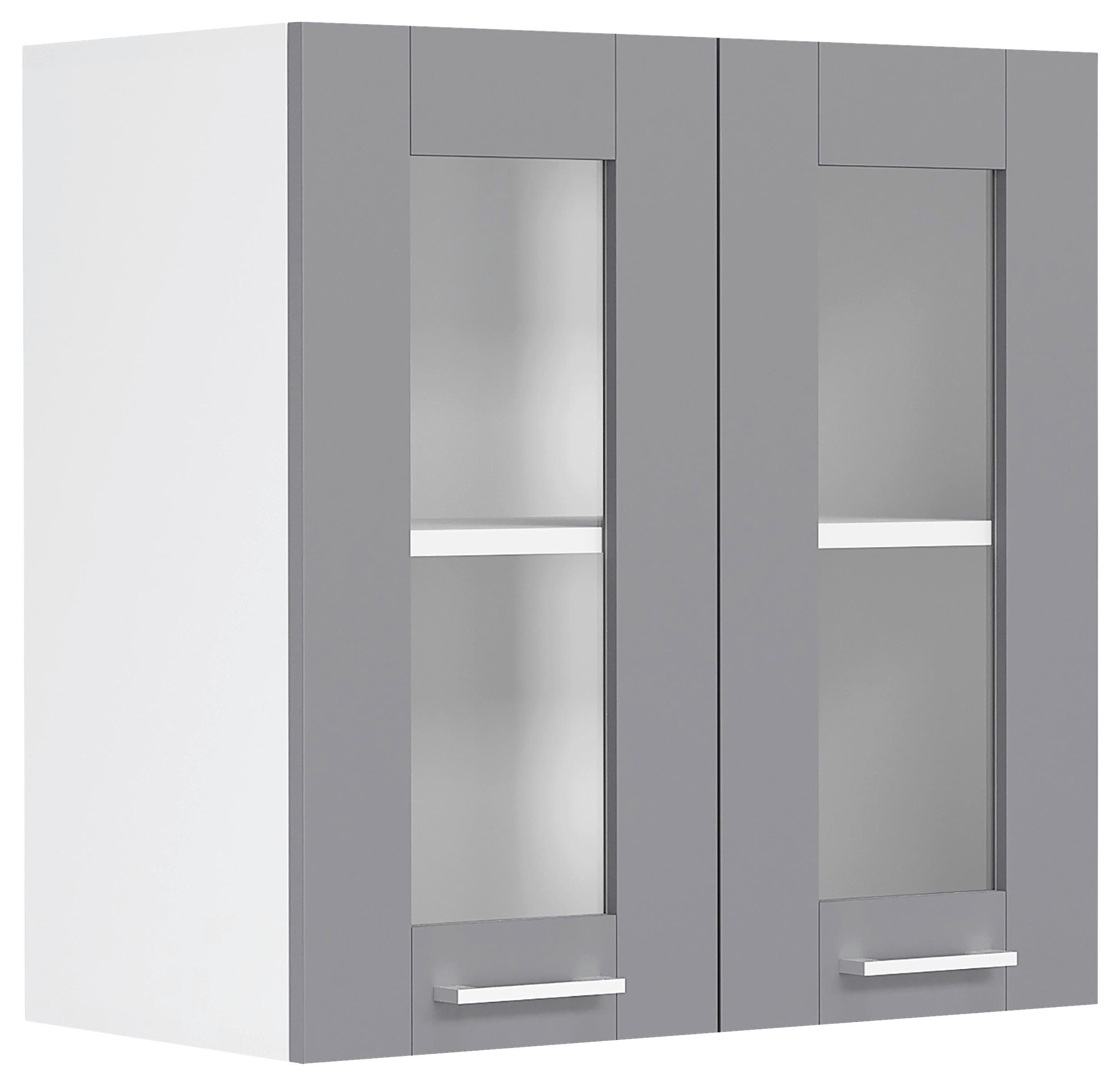 KÜCHENOBERSCHRANK 80/60/31 cm  in Anthrazit, Weiß  - Anthrazit/Silberfarben, Trend, Glas/Holzwerkstoff (80/60/31cm) - MID.YOU