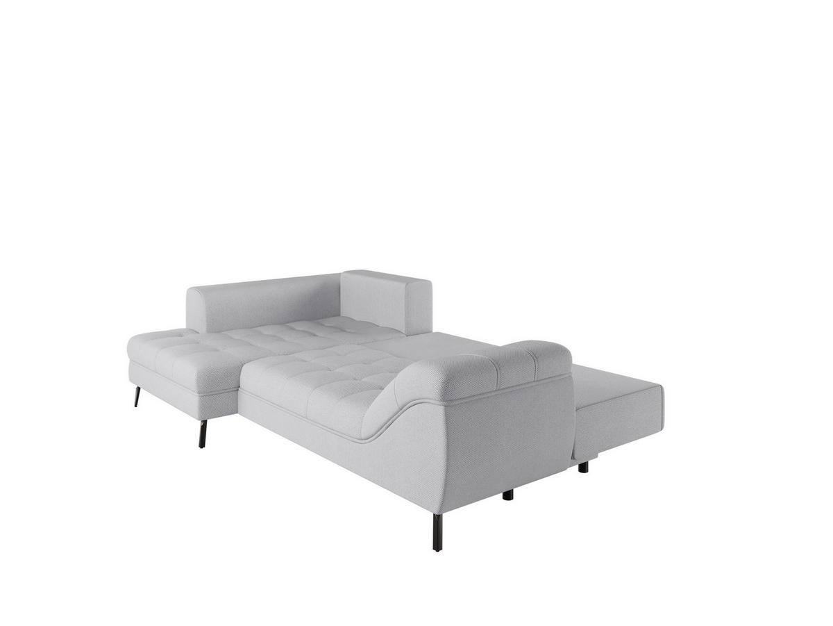 Ecksofa inkl. Funktionen in Webstoff Hellgrau  - Hellgrau/Schwarz, MODERN, Textil/Metall (177/279cm)