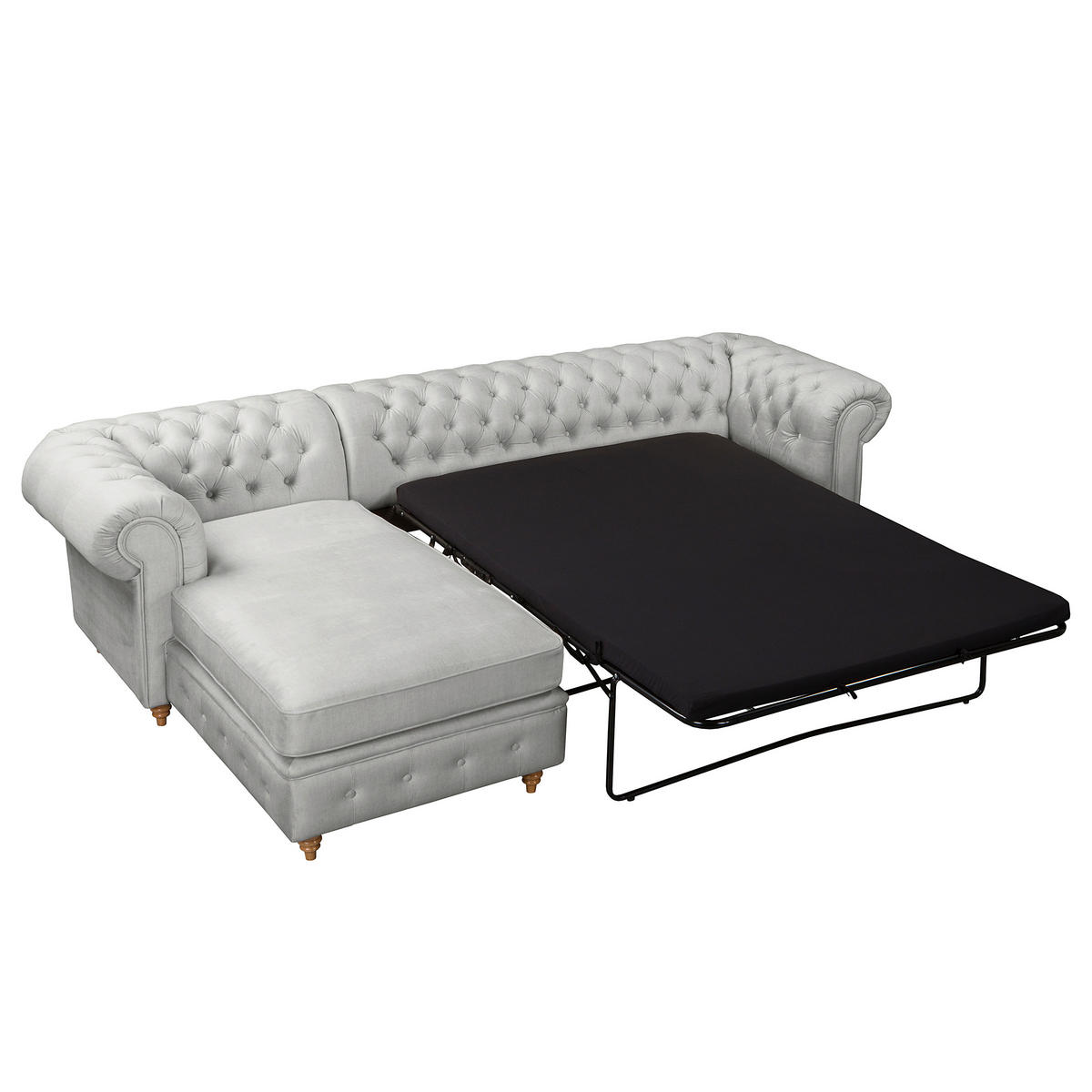 ECKSOFA Mikrofaser Hellgrau  - Hellgrau/Braun, Design, Holz/Textil (182/284cm) - P & B