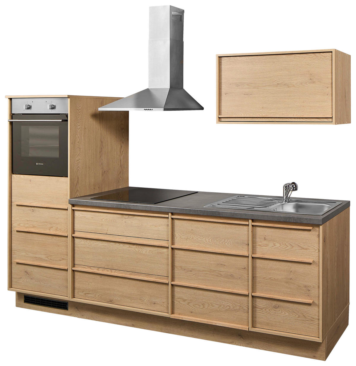 KÜCHENBLOCK 264 cm   in Eichefarben  - Eichefarben/Anthrazit, Trend, Holzwerkstoff/Kunststoff (264cm) - P & B