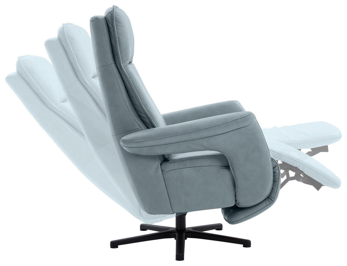 RELAXSESSEL in Leder Blaugrau  - Blaugrau/Schwarz, Design, Leder/Metall (83/112/87-174cm) - Valdera