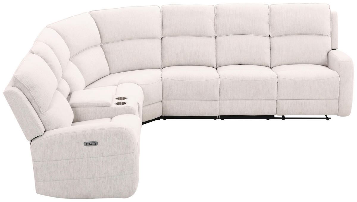 ECKSOFA  Weiß Leinenoptik  - Schwarz/Weiß, KONVENTIONELL, Holz/Kunststoff (240/102/265cm) - Livetastic
