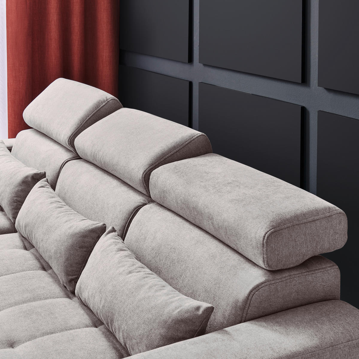 SAROKKANAPÉ textil szürkésbézs  - fekete/szürkésbézs, Design, műanyag/textil (179/240cm) - Carryhome