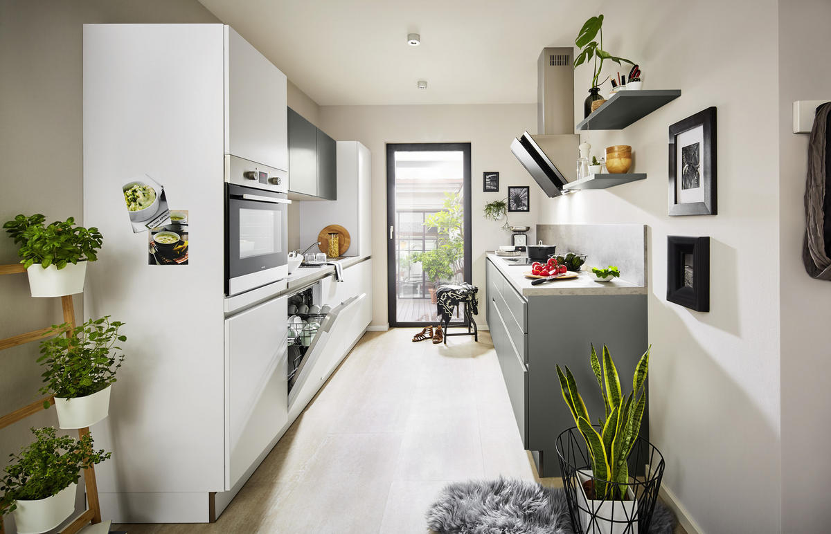 EINBAUKÜCHE MANHATTAN UNI  - Weiß/Grau, Design, Holzwerkstoff - Nolte Küchen