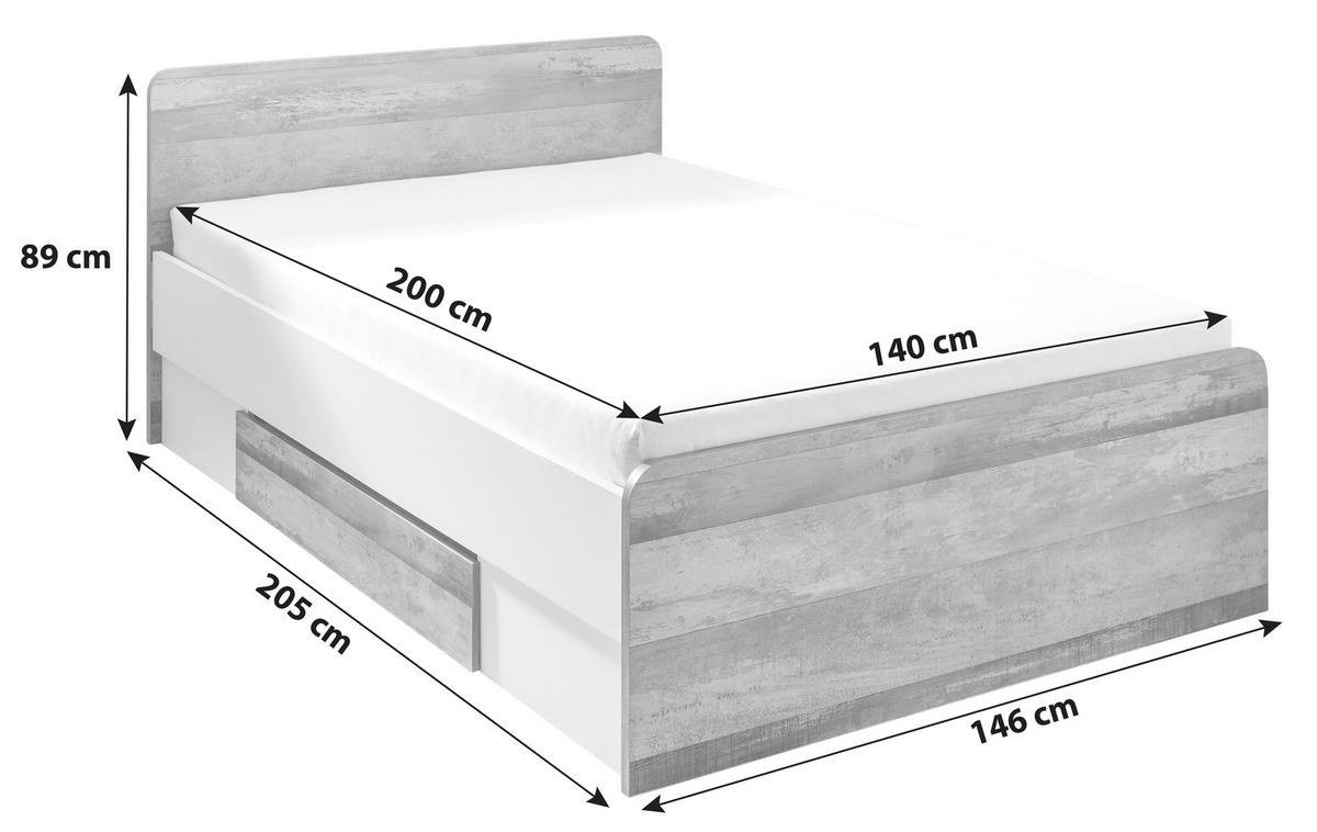 KREVET   140/200 cm   prirodne boje, bijela  - bijela/prirodne boje, Konvencionalno, drvni materijal (140/200cm) - Carryhome