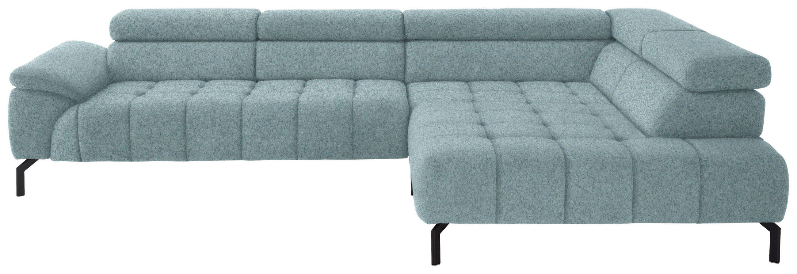 ECKSOFA in Chenille Hellblau  - Schwarz/Hellblau, Design, Textil/Metall (323/222cm) - Beldomo Style