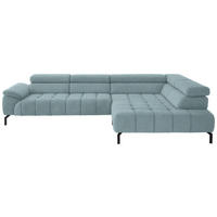 ECKSOFA in Chenille Hellblau  - Schwarz/Hellblau, Design, Textil/Metall (323/222cm) - Beldomo Style