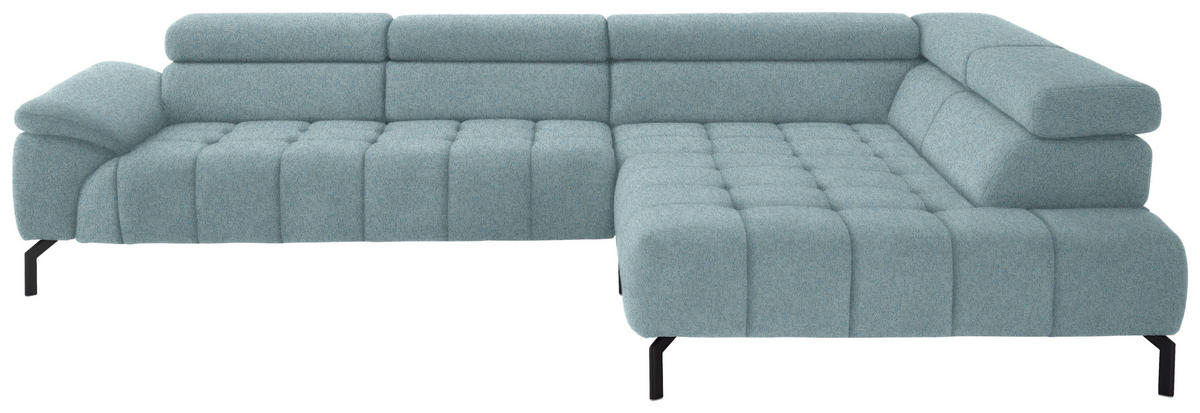 ECKSOFA in Chenille Hellblau  - Schwarz/Hellblau, Design, Textil/Metall (323/222cm) - Beldomo Style