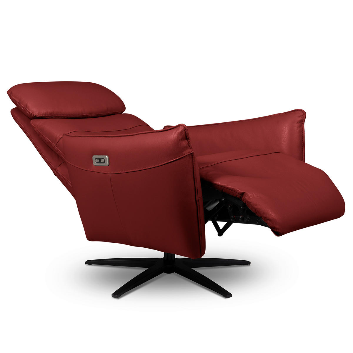 RELAXSESSEL Leder Rot  - Rot/Schwarz, Design, Leder/Metall (77/107/88cm) - Livetastic