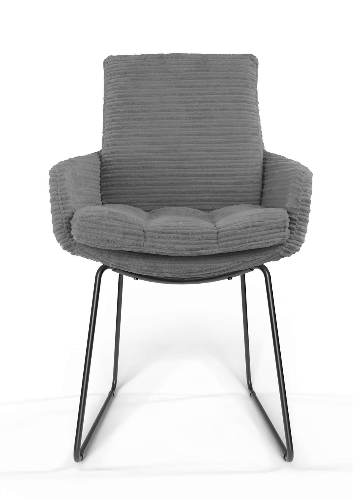 ARMLEHNSTUHL  Beinauswahl, ergonomische Rückenlehne, Stoff-/Lederauswahl gerippt  Dunkelgrau  - Dunkelgrau/Schwarz, Design, Textil/Metall (60/91/62cm) - Valdera