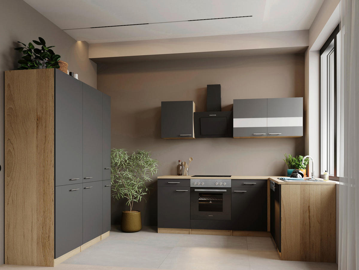 HÖRNKÖK 370/172 cm  i grå  - stålfärgad/grå, Trend, metall/trämaterial (370/172cm) - Respekta