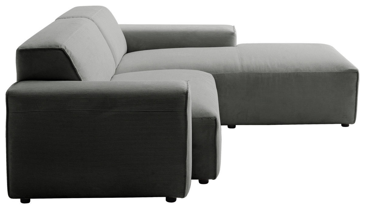 ECKSOFA in Cord Anthrazit  - Anthrazit/Schwarz, Design, Kunststoff/Textil (230/189cm) - Pure Home Lifestyle