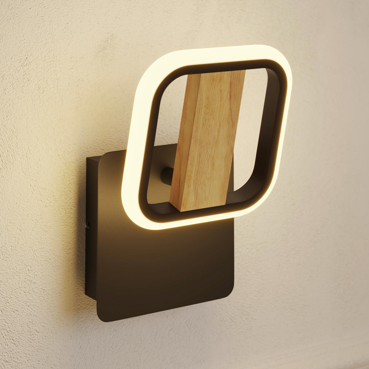 LED-STRAHLER Miriam 14/13,5/9,5 cm   - Eschefarben/Schwarz, Design, Holz/Kunststoff (14/13,5/9,5cm) - Novel