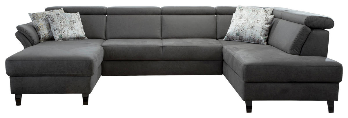 WOHNLANDSCHAFT Anthrazit Mikrofaser  - Anthrazit/Schwarz, KONVENTIONELL, Textil/Metall (165/317/193cm) - Sit & More