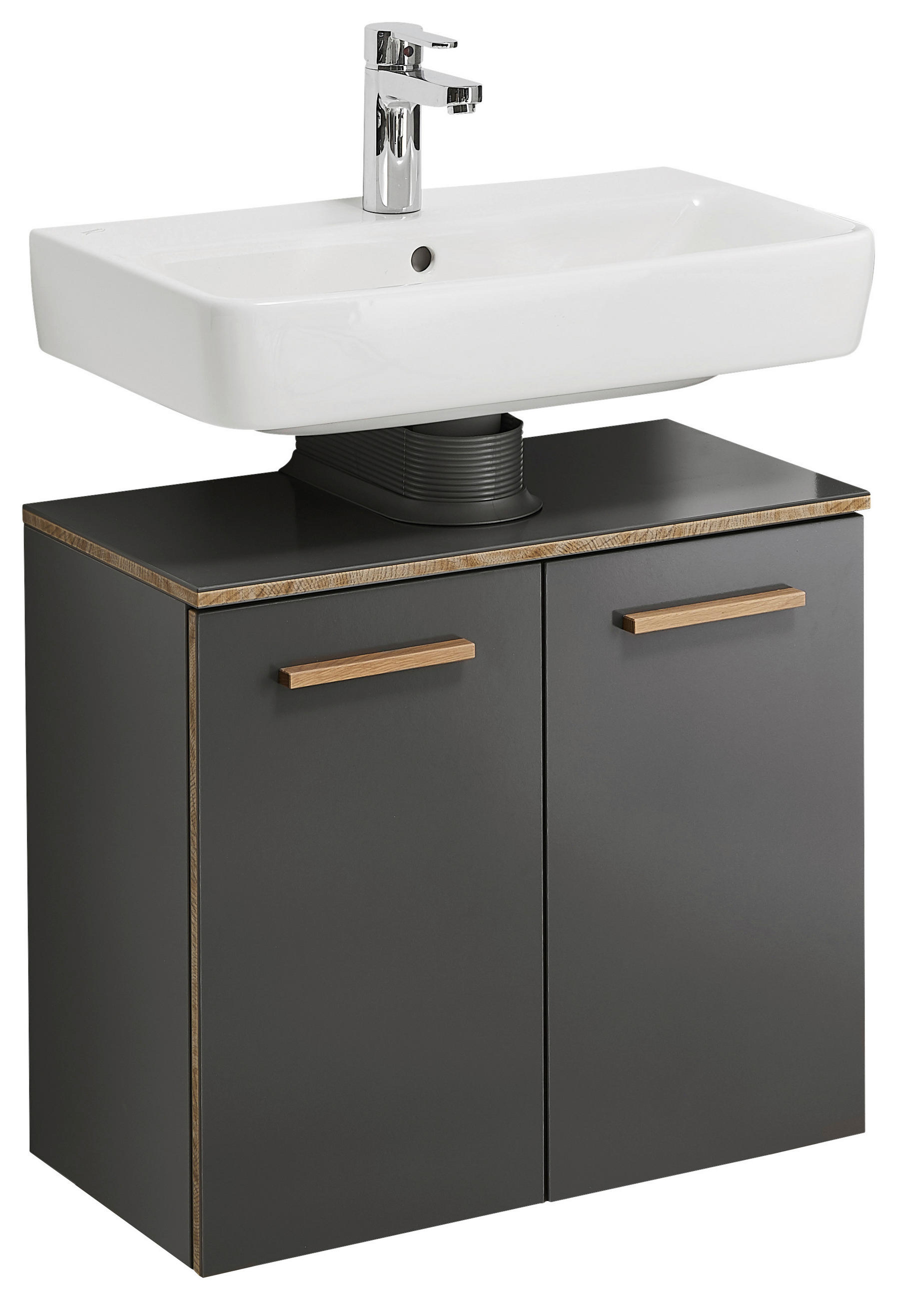 Xora Waschbeckenunterschrank Bludenz Grau, Eiche 60x53x33 cm
