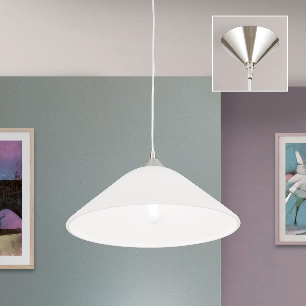 HÄNGELEUCHTE Grado 40/123 cm   - Silberfarben, KONVENTIONELL, Glas/Metall (40/123cm)