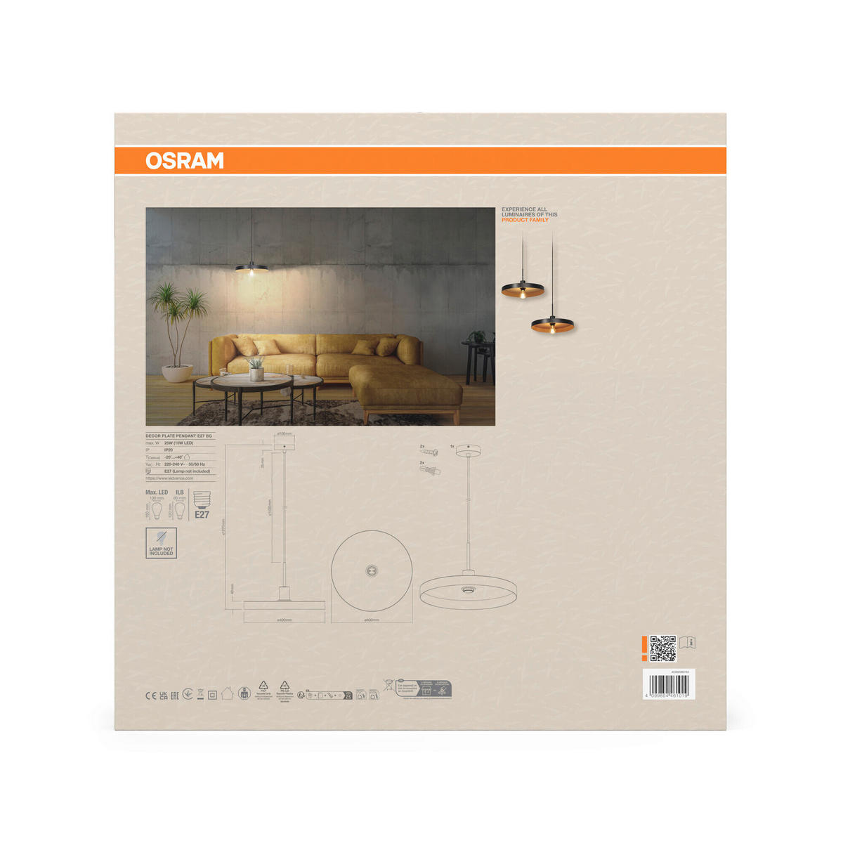 HÄNGELEUCHTE 40/127 cm   - Beige/Schwarz, Basics, Metall (40/127cm) - Osram
