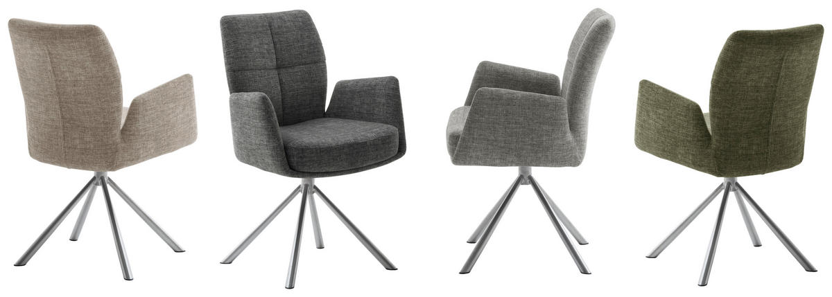 NASLANJAČ, kovina, tekstil barve nerjavečega jekla, barve kapučina  - barve nerjavečega jekla/barve kapučina, Design, kovina/tekstil (60/87/61cm) - Novel