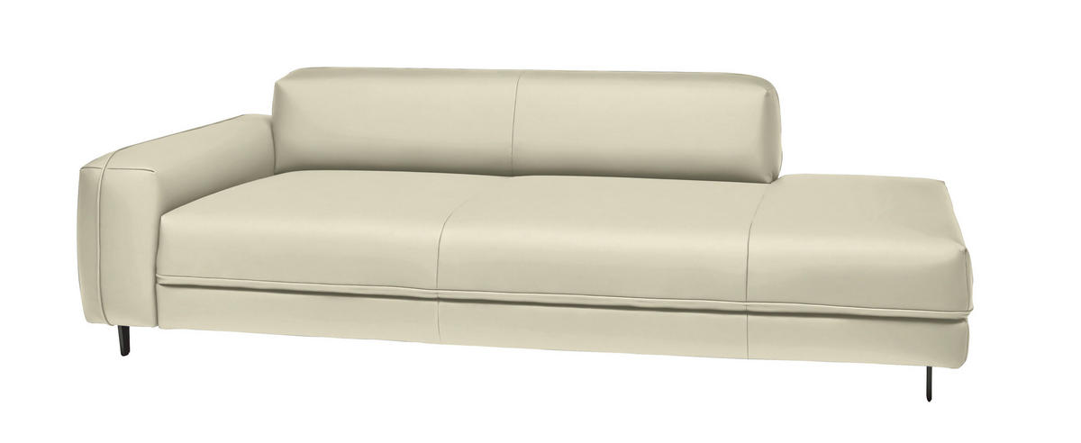 2,5-SITZER  in Echtleder Creme   - Anthrazit/Creme, Design, Leder/Metall (226/70/109cm) - Johann Jakob