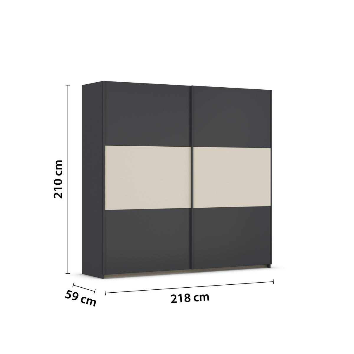 GARDEROB MED SKJUTDÖRRAR 218/210/59 cm 2-dörrar - aluminiumfärg/champagne, Modern, metall/trämaterial (218/210/59cm) - Rauch Möbel