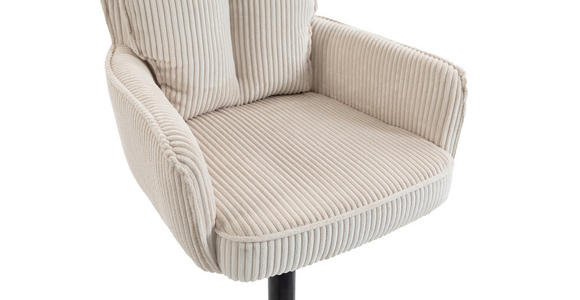 BARHOCKER Cord Beige Eisen Stoffauswahl, Sitzfläche 360° drehbar, inklusive Armlehnen  - Beige/Schwarz, Design, Textil/Metall (54/101-122/58cm) - Novel