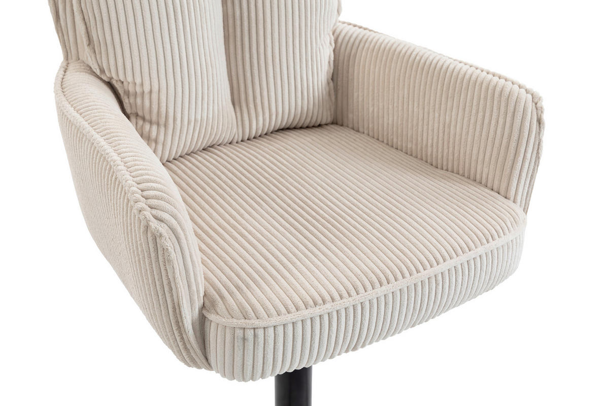 BARHOCKER Cord Beige Eisen Stoffauswahl, Sitzfläche 360° drehbar, inklusive Armlehnen  - Beige/Schwarz, Design, Textil/Metall (54/101-122/58cm) - Novel