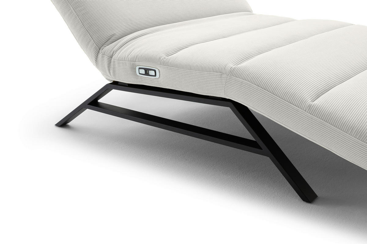 RELAXLIEGE in Feincord Weiß  - Schwarz/Weiß, Design, Textil/Metall (120/54-113/158-198cm) - Pure Home Lifestyle