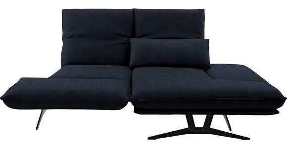 ECKSOFA in Echtleder Dunkelblau  - Schwarz/Dunkelblau, Design, Leder/Metall (210/130cm) - Dieter Knoll