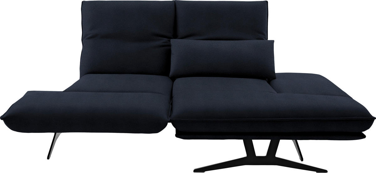 ECKSOFA in Echtleder Dunkelblau  - Schwarz/Dunkelblau, Design, Leder/Metall (210/130cm) - Dieter Knoll