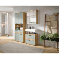 BADEZIMMER 3-teilig  in 145 cm  - Salbeigrün/Schwarz, Trend, Glas/Holzwerkstoff (145cm) - MID.YOU