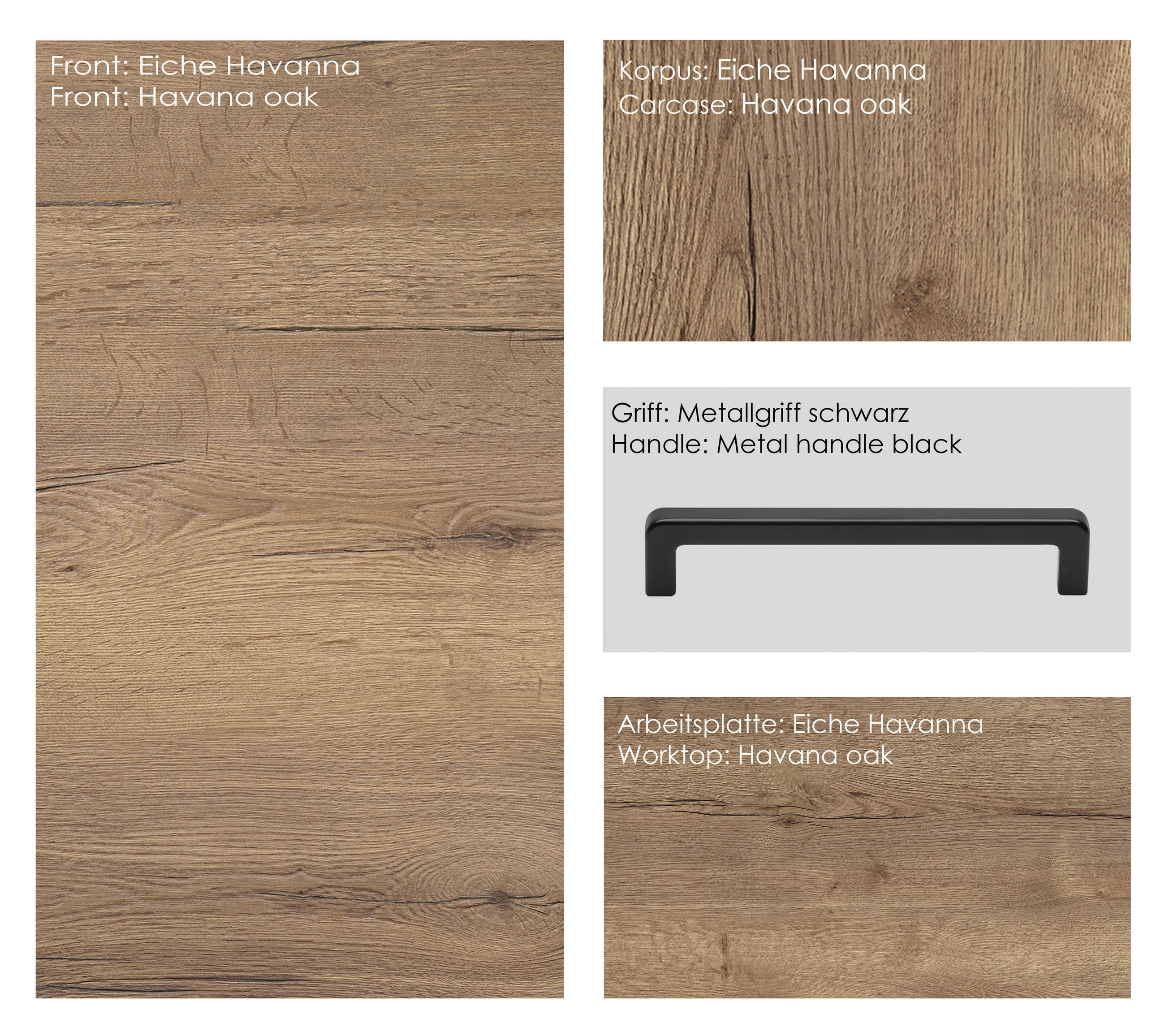KÜCHENLEERBLOCK 240 cm   in Eiche dunkel  - Eiche dunkel/Schwarz, MODERN, Holzwerkstoff/Metall (240cm) - Nobilia