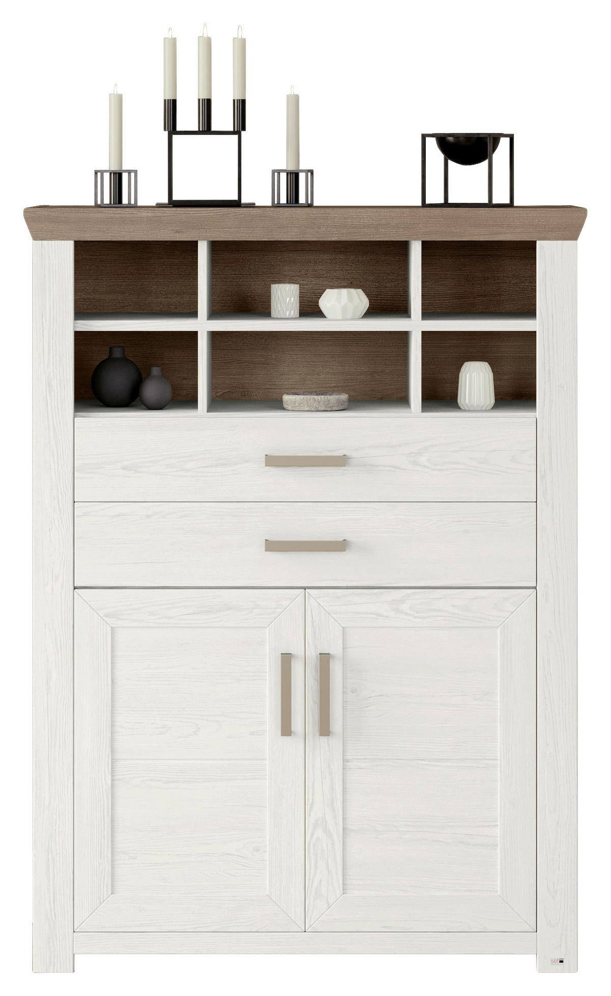 HIGHBOARD  in 104,4/142,6/42,2 cm  - Eichefarben/Weiß, Design, Holzwerkstoff/Metall (104,4/142,6/42,2cm) - SetOne by Musterring