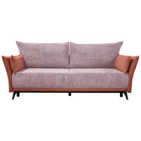 SCHLAFSOFA  mit Liegefunktion, Rücken echt Cord, Flachgewebe Rosa  - Schwarz/Rosa, KONVENTIONELL, Textil/Metall (223/72/100cm) - Carryhome