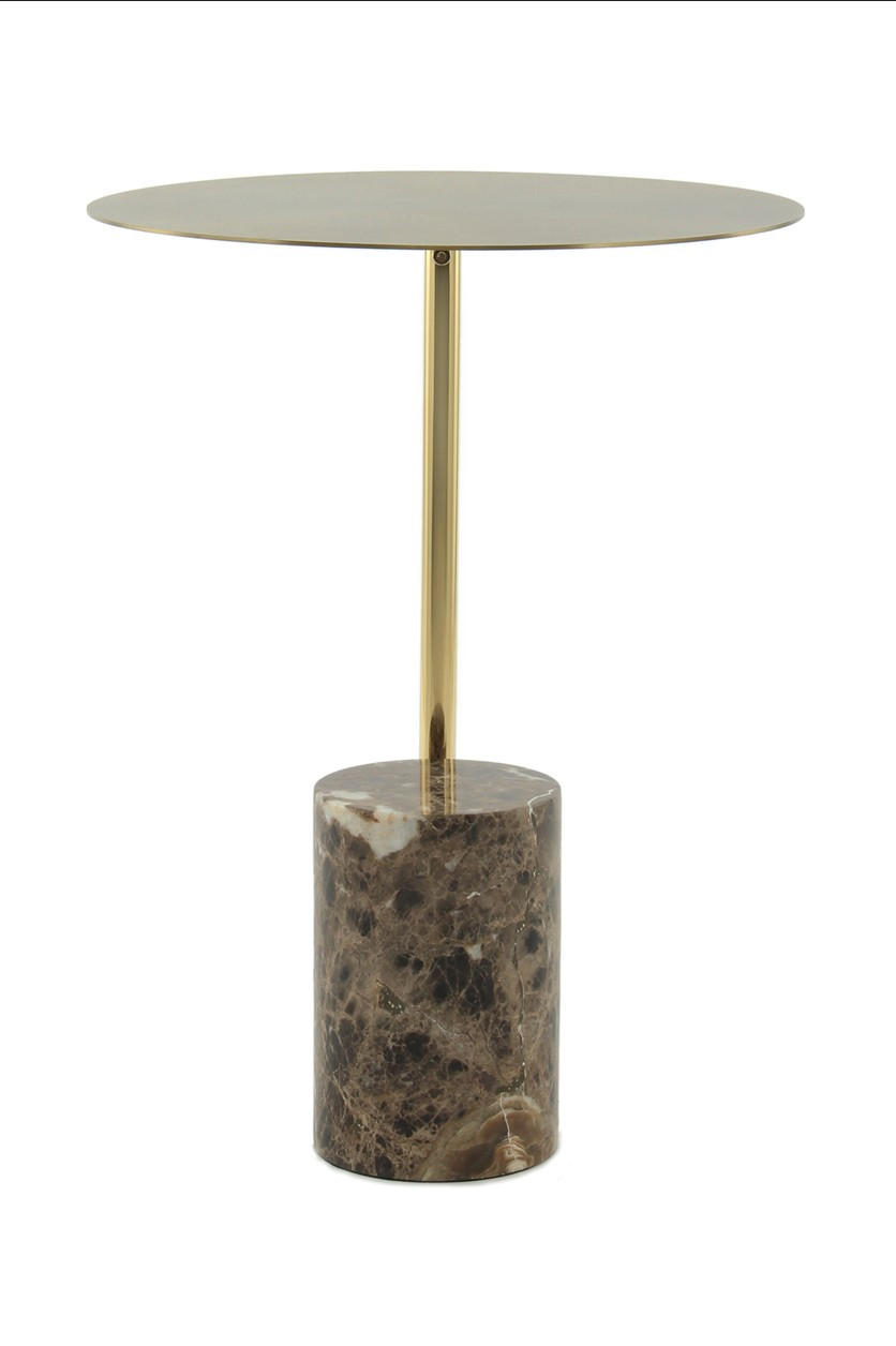 BEISTELLTISCH Braun, Multicolor, Goldfarben  - Goldfarben/Multicolor, Design, Glas/Stein (40 cm/54 cm/40 cmcm) - Kayoom
