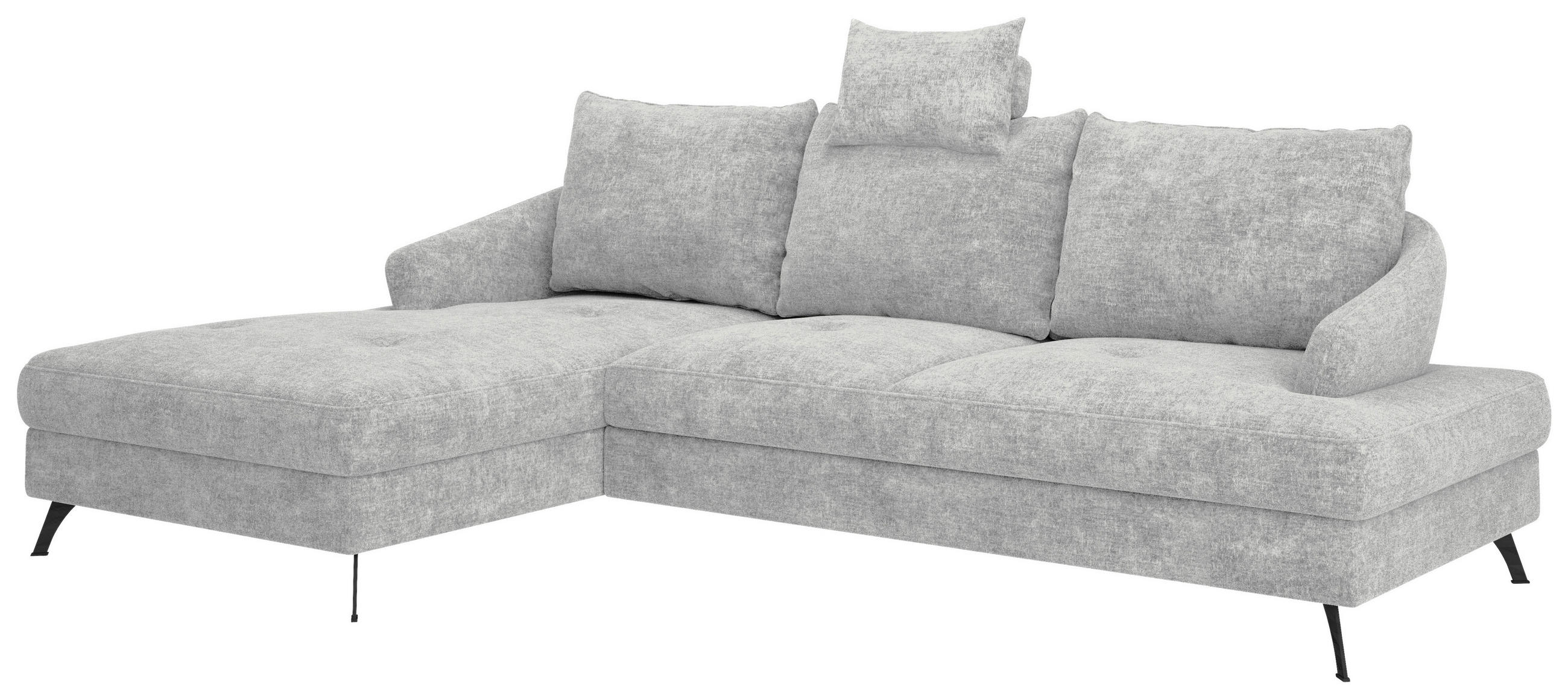 ECKSOFA in Webstoff Hellgrau  - Hellgrau/Schwarz, Konventionell, Textil/Metall (183/293cm) - Carryhome