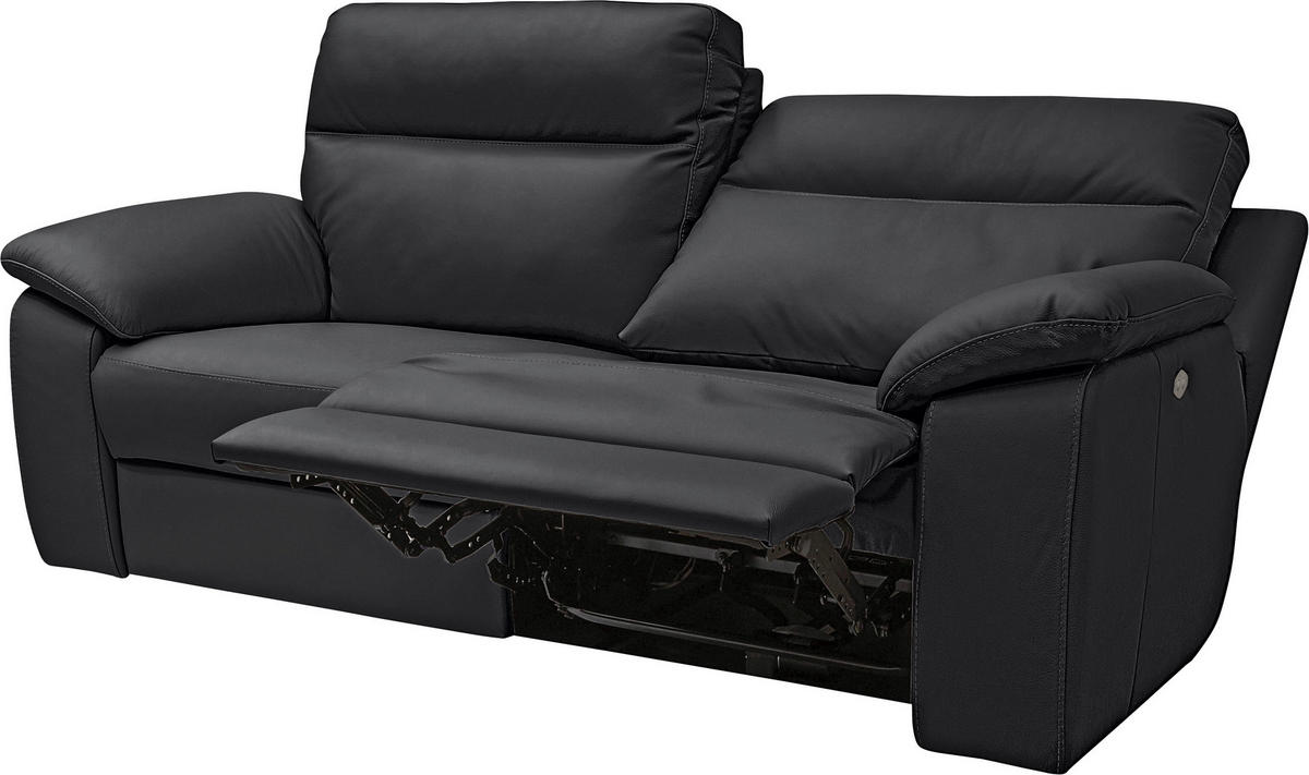 TROJMIESTNA POHOVKA, čierna, pravá koža - čierna, Basics, koža (203/99/94cm) - Celina Home